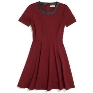 Madewell Leather Trim Fit & Flare Ponte Dress